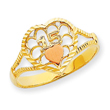 14K Two-tone Gold Diamond Cut 15 Heart Ring