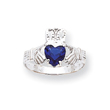 14K White Gold September Birthstone Claddagh Ring