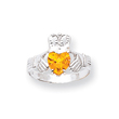 14K White Gold November Birthstone Claddagh Ring