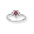 14K White Gold January Garnet Birthstone Heart Ring