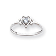 14K White Gold March Aquamarine Birthstone Heart Ring