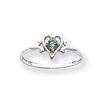 14K White Gold May Emerald Birthstone Heart Ring