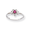 14K White Gold July Ruby Birthstone Heart Ring