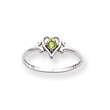 14K White Gold August Peridot Birthstone Heart Ring