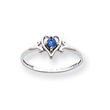 14K White Gold September Sapphire Birthstone Heart Ring