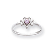 14K White Gold October Tourmaline Birthstone Heart Ring