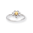 14K White Gold November Citrine Birthstone Heart Ring