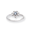 14K White Gold December Topaz Birthstone Heart Ring