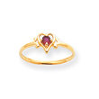 14K Gold January Garnet Birthstone Heart Ring