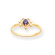 14K Gold February Amethyst Birthstone Heart Ring