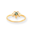 14K Gold May Emerald Birthstone Heart Ring