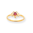 14K Gold July Ruby Birthstone Heart Ring
