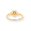 14K Gold August Peridot Birthstone Heart Ring