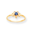 14K Gold September Sapphire Birthstone Heart Ring