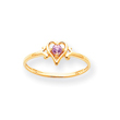 14K Gold October Tourmaline Birthstone Heart Ring