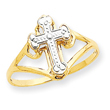 14K Two-tone Gold Cross Ring