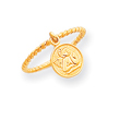 14K Gold Polished Angel Dangle Charm Ring