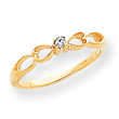 14K Gold Polished AA Diamond Heart Ring