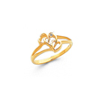 14K Gold Polished AA Diamond Heart Ring