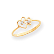 14K Gold Polished AA Diamond Heart Ring