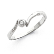 14K White Gold Polished AA Diamond Ring