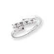 14K White Gold Polished AA Diamond Ring