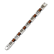Stainless Steel Cable Accent Black and Orange Rubber Bracelet