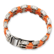 Stainless Steel Orange Rubber Bracelet