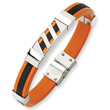 Stainless Steel Black and Orange Rubber Bracelet
