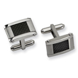 Stainless Steel Black Carbon Fiber Rectangle Cuff Links