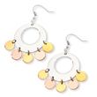 Stainless Steel and Gold and Rose Color IP-plated Fancy Dangle Earrings