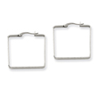 Stainless Steel 3x30mm Square Hoop Earrings