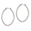 Stainless Steel 2x30mm Diameter Oval Hoop Earrings