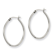 Stainless Steel 2x25mm Diameter Oval Hoop Earrings