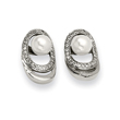 Stainless Steel Cultured Pearl & CZ Earrings