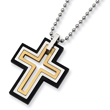Stainless Steel Black and Gold Plated Moveable Cross Necklace