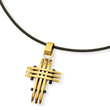 Stainless Steel Gold Color IP-plated Cross Pendant Necklace