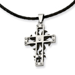Stainless Steel And Black IP-plated Spinner Cross Pendant