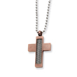 Stainless Steel And Chocolate IP-plated Cross Necklace