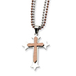 Stainless Steel And Chocolate IP-plated Cross Necklace