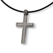 Titanium Leather Cord Cross Necklace