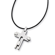Titanium Leather Cord Cross Necklace