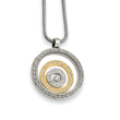 Stainless Steel And IP-plated Cubic Zirconia Circle Pendant Necklace