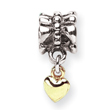 Sterling Silver & 14K Gold Reflections Heart Dangle Bead