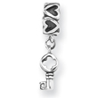 Sterling Silver Reflections Key Dangle With Hearts Bead