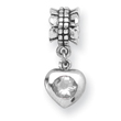 Sterling Silver Reflections Cubic Zirconia Heart Dangle Bead