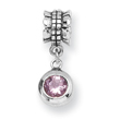 Sterling Silver Reflections Pink Cubic Zirconia Round Dangle Bead