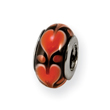 Sterling Silver Reflections Red Heart Murano Glass Bead