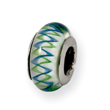 Sterling Silver Reflections Green/Blue Murano Glass Bead