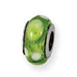 Sterling Silver Reflections Green/White Murano Glass Bead